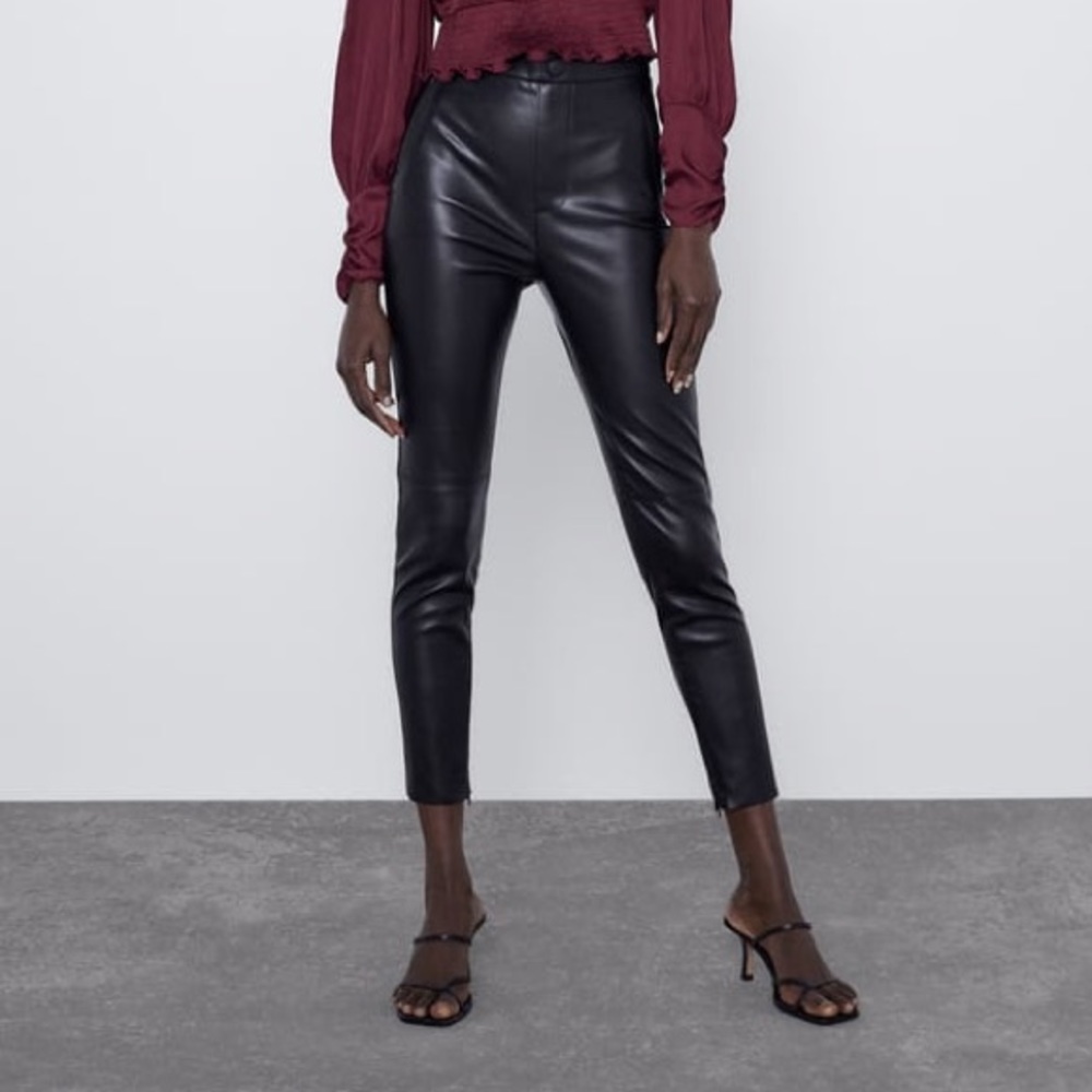 Zara Buttoned Faux Leather Leggings